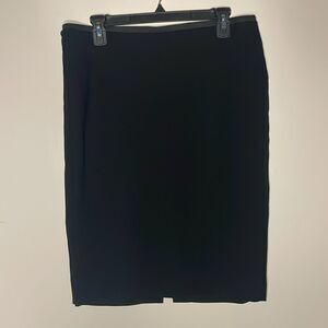 Boden- Black Pencil Skirt Elastic Waistband Back Center Slit Classic- Size 12